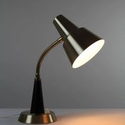 Table / Desk Lamp Model 600/5 by Gemi — Swedish Modernism in Black & Brass, 1960s