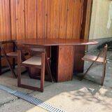 Vintage folding chairs and drop-leaf dining table, 1960s, set of 5