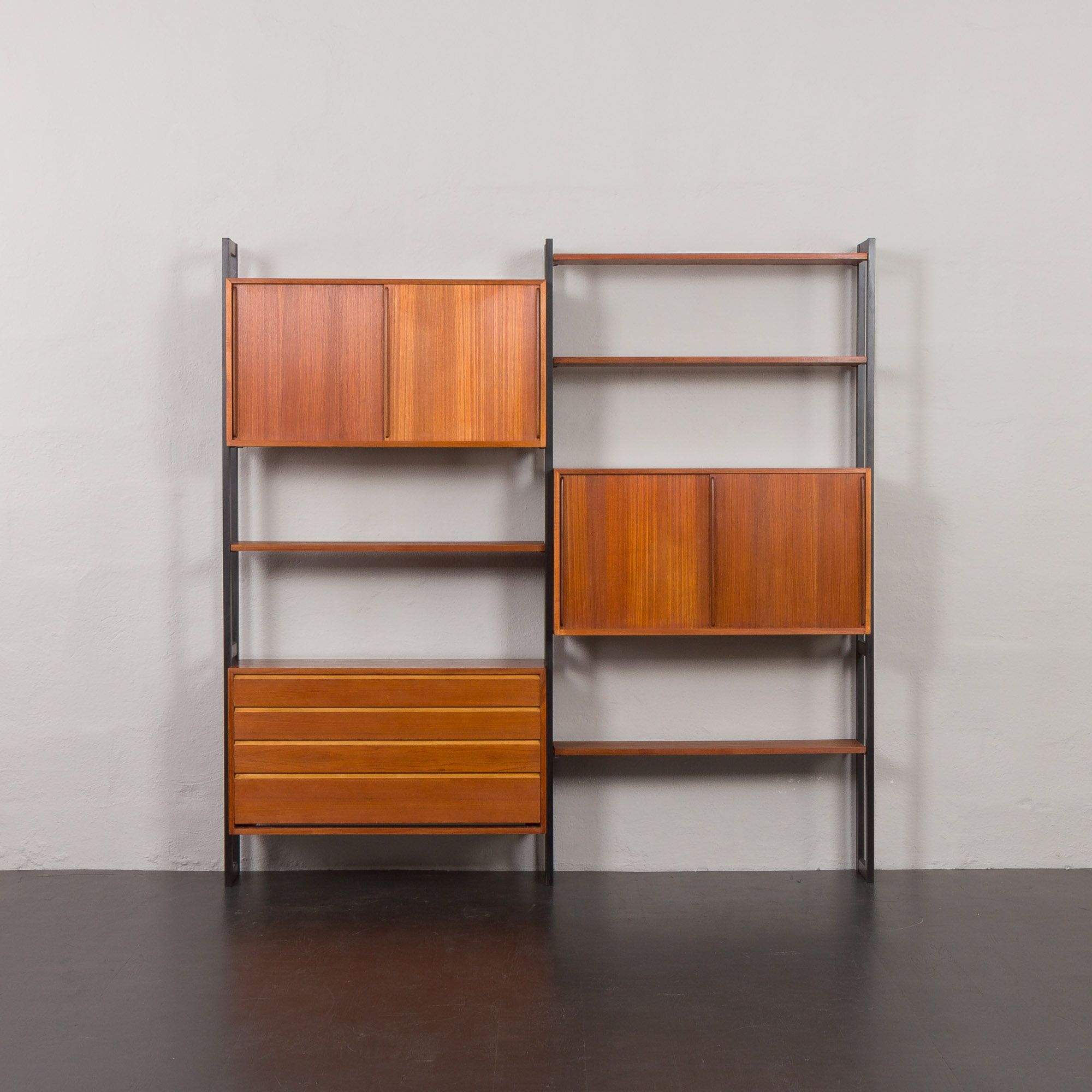 Scandinavian freestanding teak shelving unit by Ollie Borg for Asko Finland, Denmark, 1960s