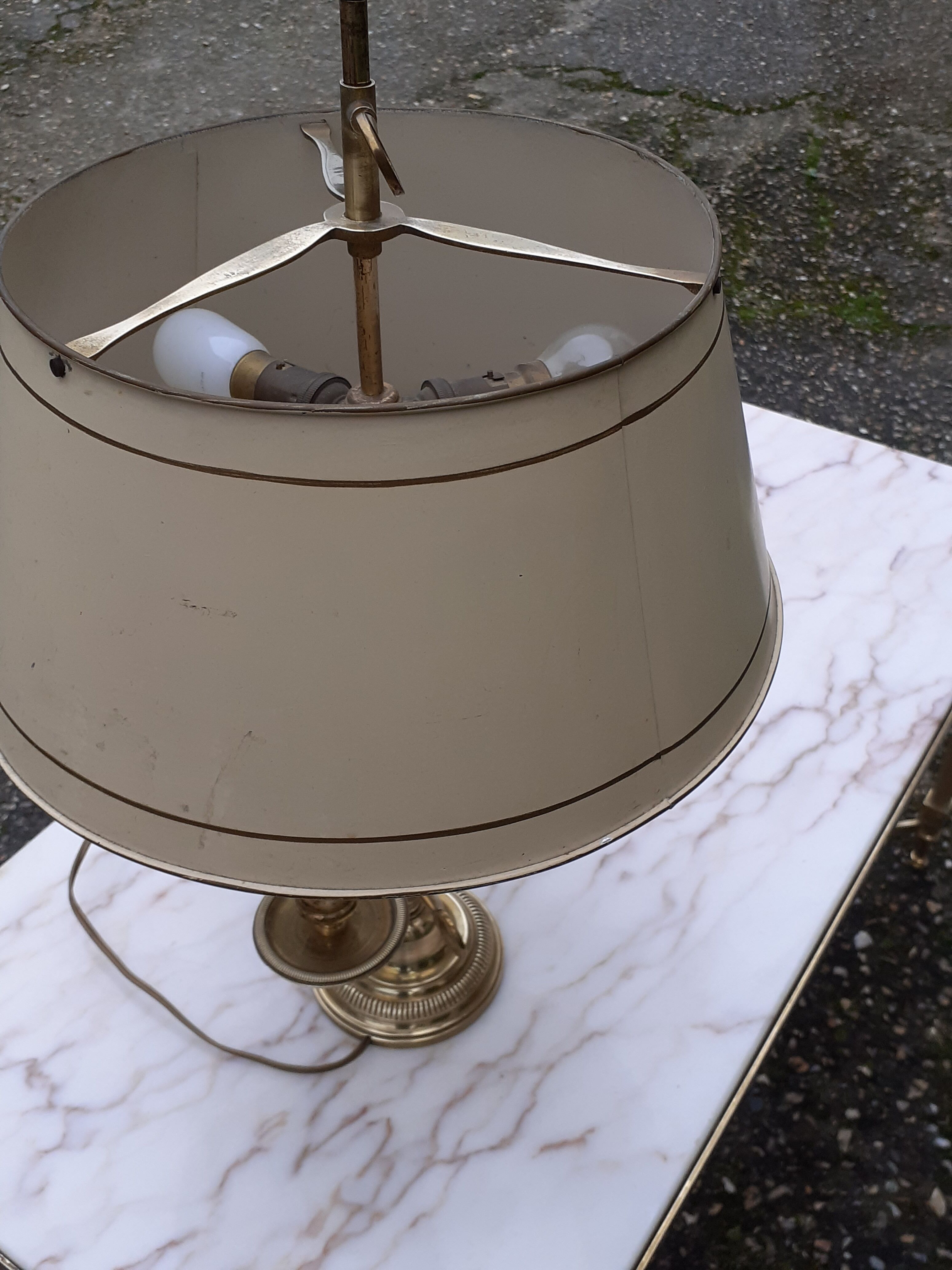 3-branched lampshade lamp sheet gilded bronze pietement