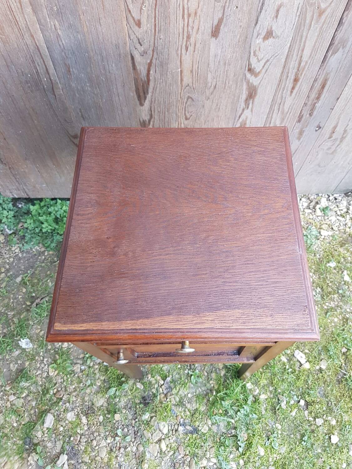 Old bedside table wooden nightstand drawer + case vintage