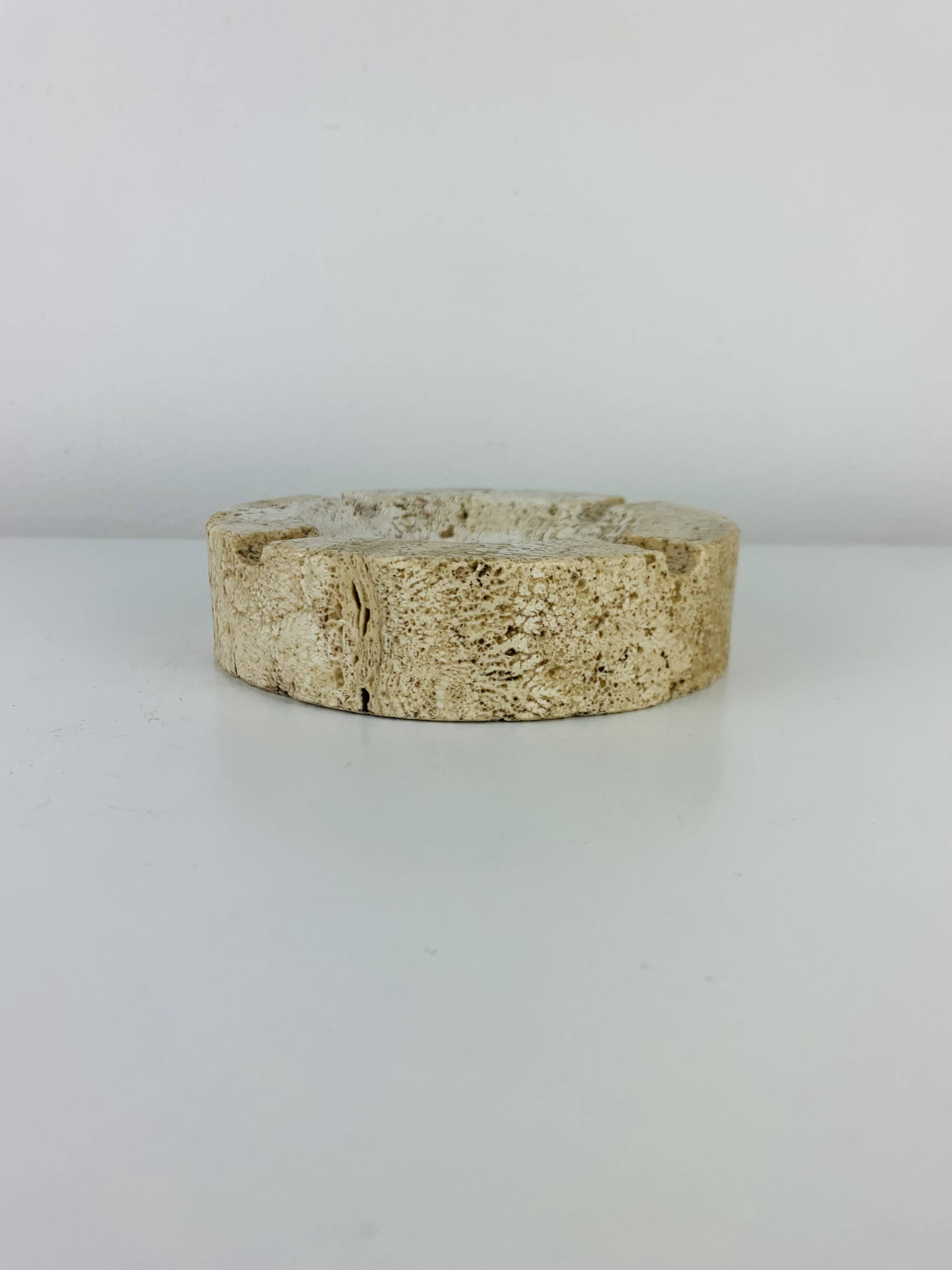 Round travertine ashtray, vintage