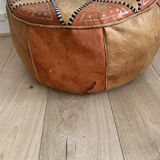 Vintage moroccan leather pouf