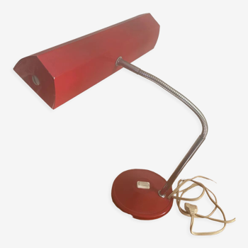 Banker lamp aluminor red vintage 1960