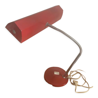 Lampe de banquier aluminor rouge vintage 1960