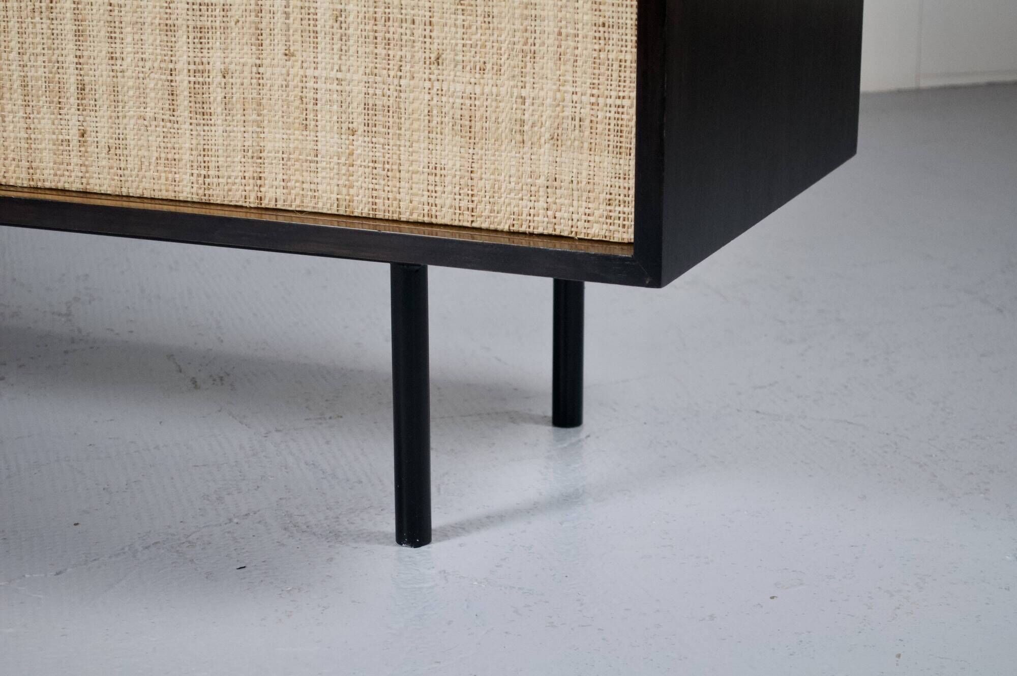 ENFILADE FLORENCE KNOLL MODEL 116 WOOD LEATHER AND RATTAN 1960