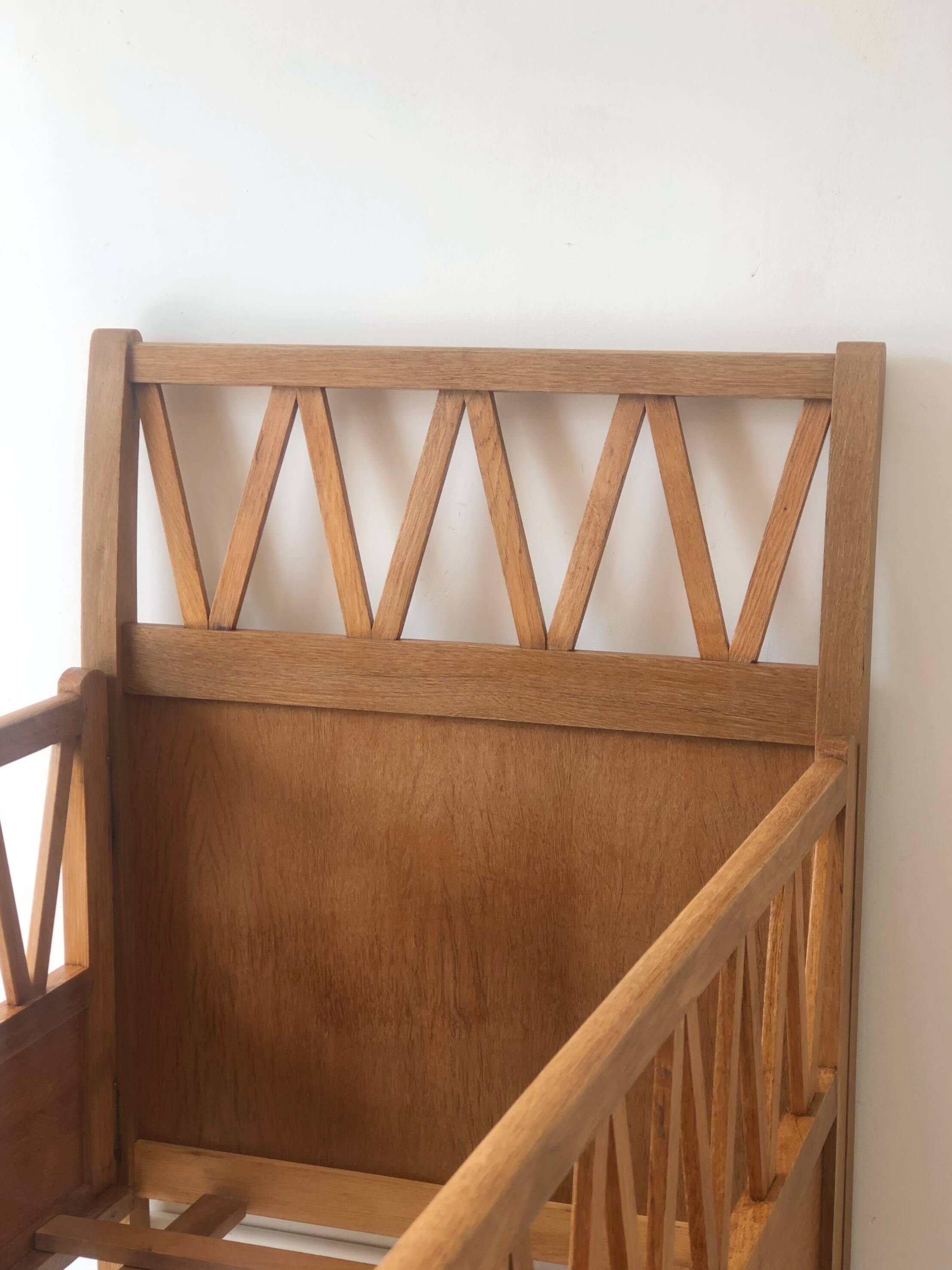 Vintage solid beech baby bed