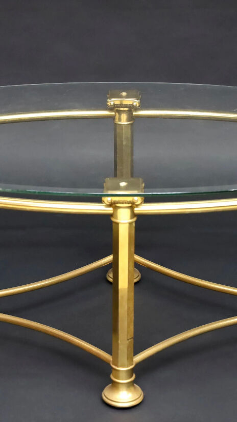 1970 brass oval table and glass