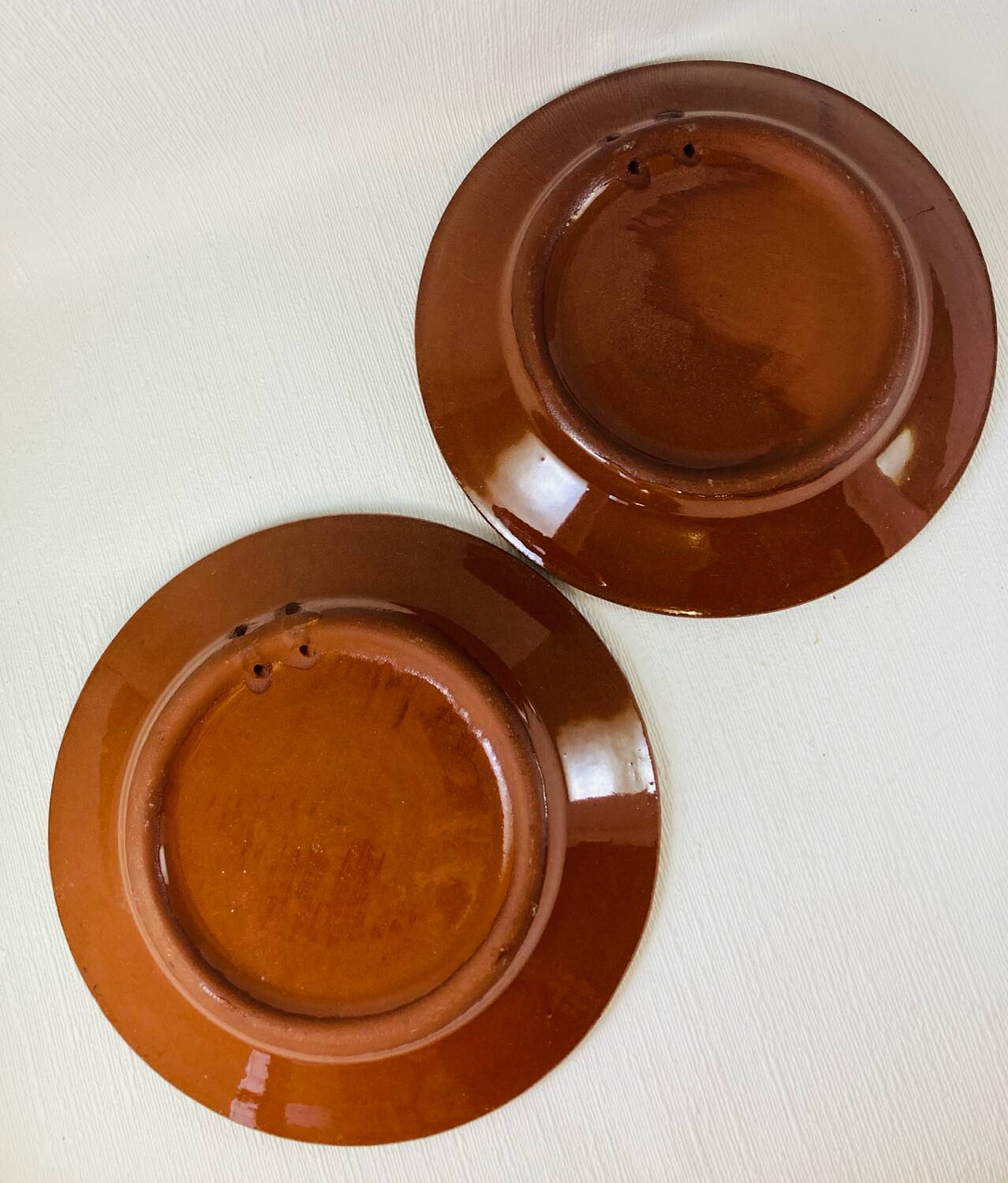4 bowls + 2 saucers glazed terracotta Bulgarian Monastery of Troyan