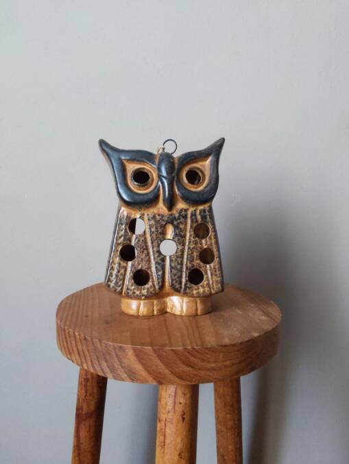 Owl tealight holder ceramic handmade owl candle holder brutalist