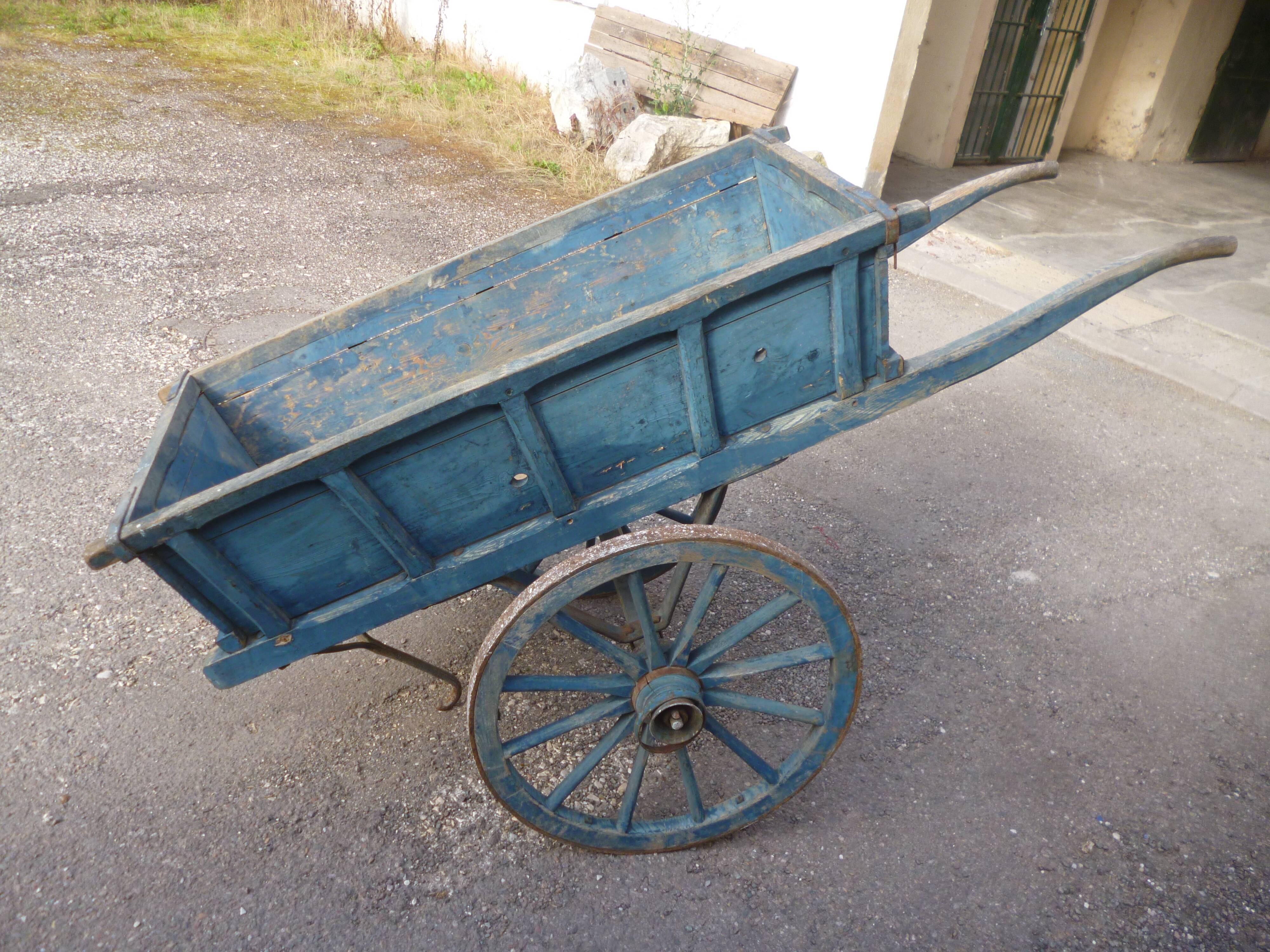 Old blue patina cart