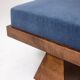 Three-seater bench in light ash and blue mohair velvet. Contemporary.