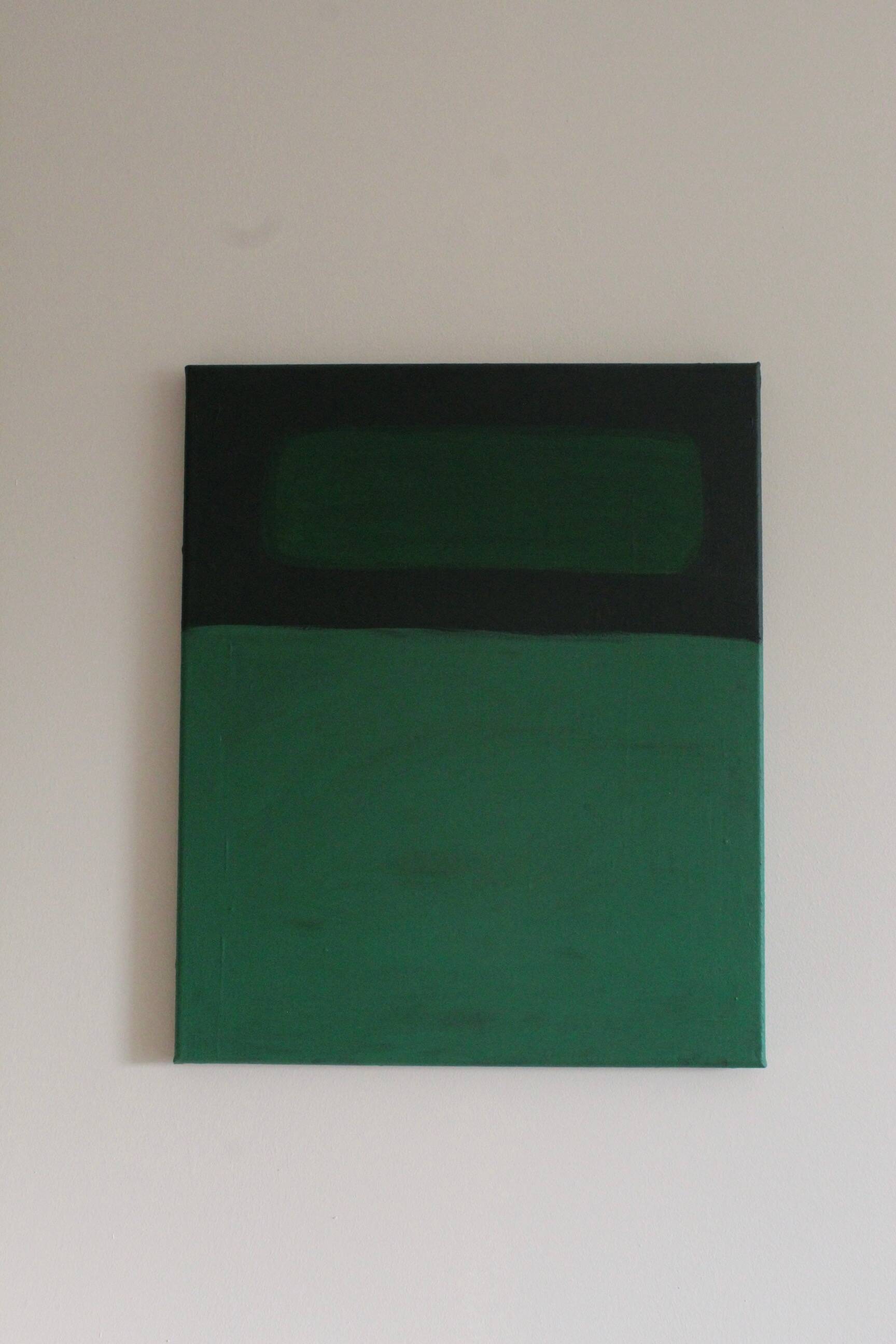 Minimalist green canvas "inside garden" signed Bodasca