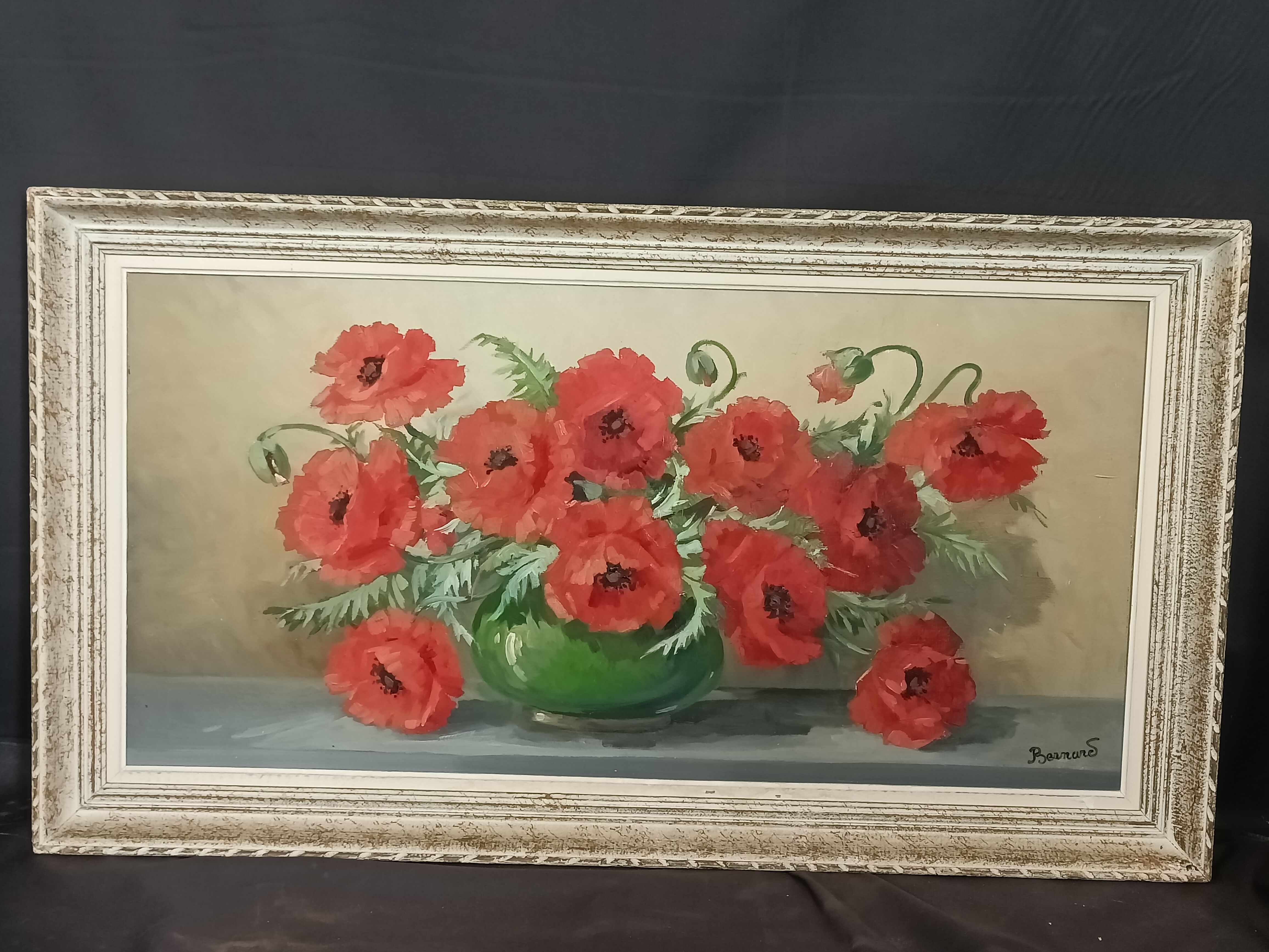 Oil on canvas painting "red poppies" signed