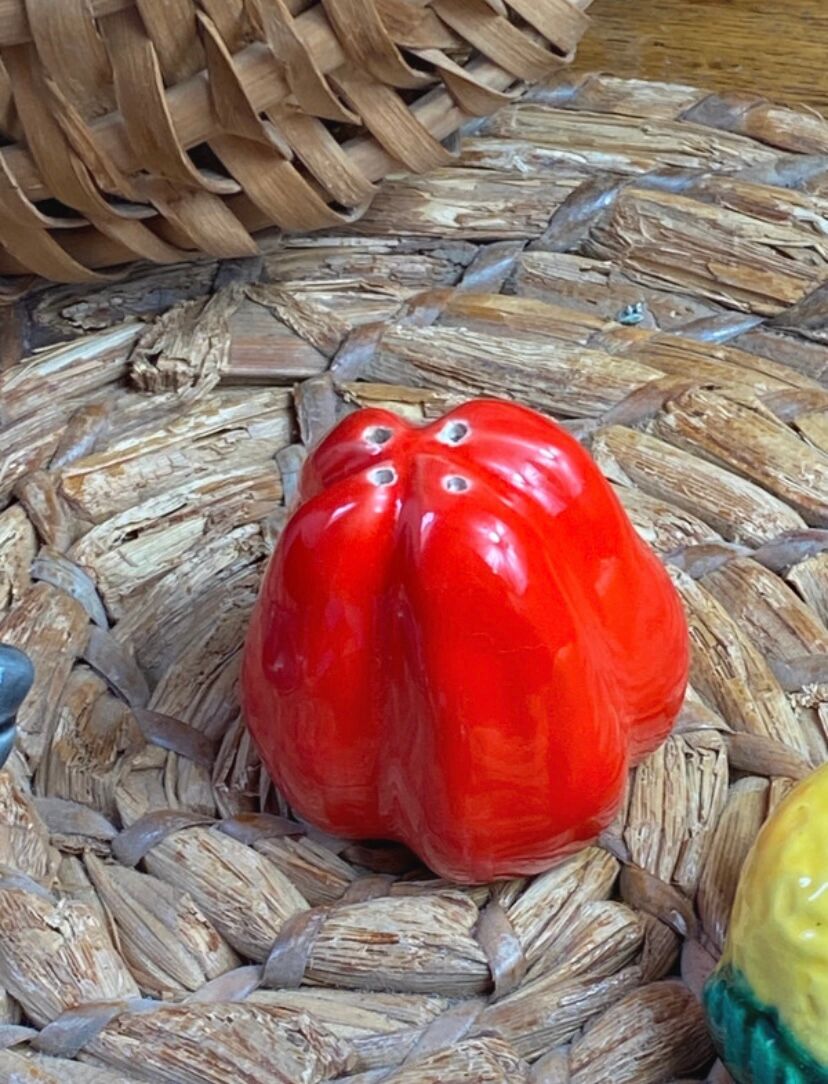 Salt and pepper shakers vegetable ceramic Vallauris