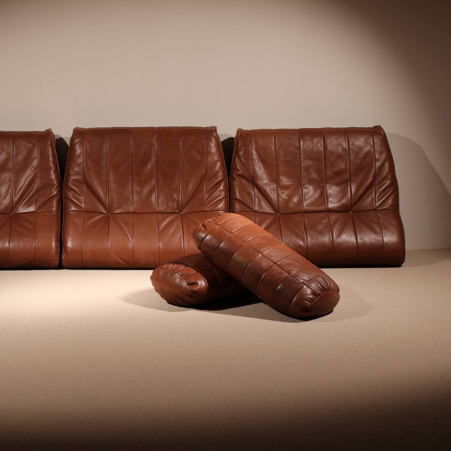 Lit de jour 'DS-80' en cuir patchwork cognac par De Sede, Suisse