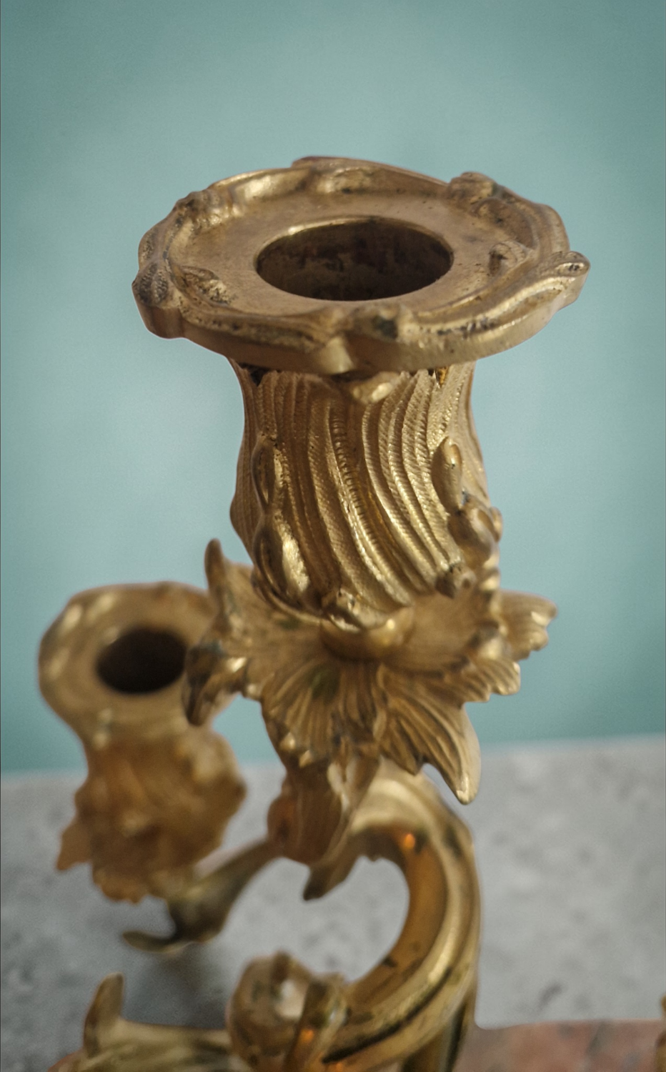 Pair of gilded bronze candelabra – Louis XV style – 19th century