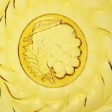 Art Deco Fruit Bowl Amber Pressed Glass Fait en Belgique