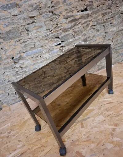 Title: "Chic" Trolley - Brushed Steel & Smoked Glass - Style G