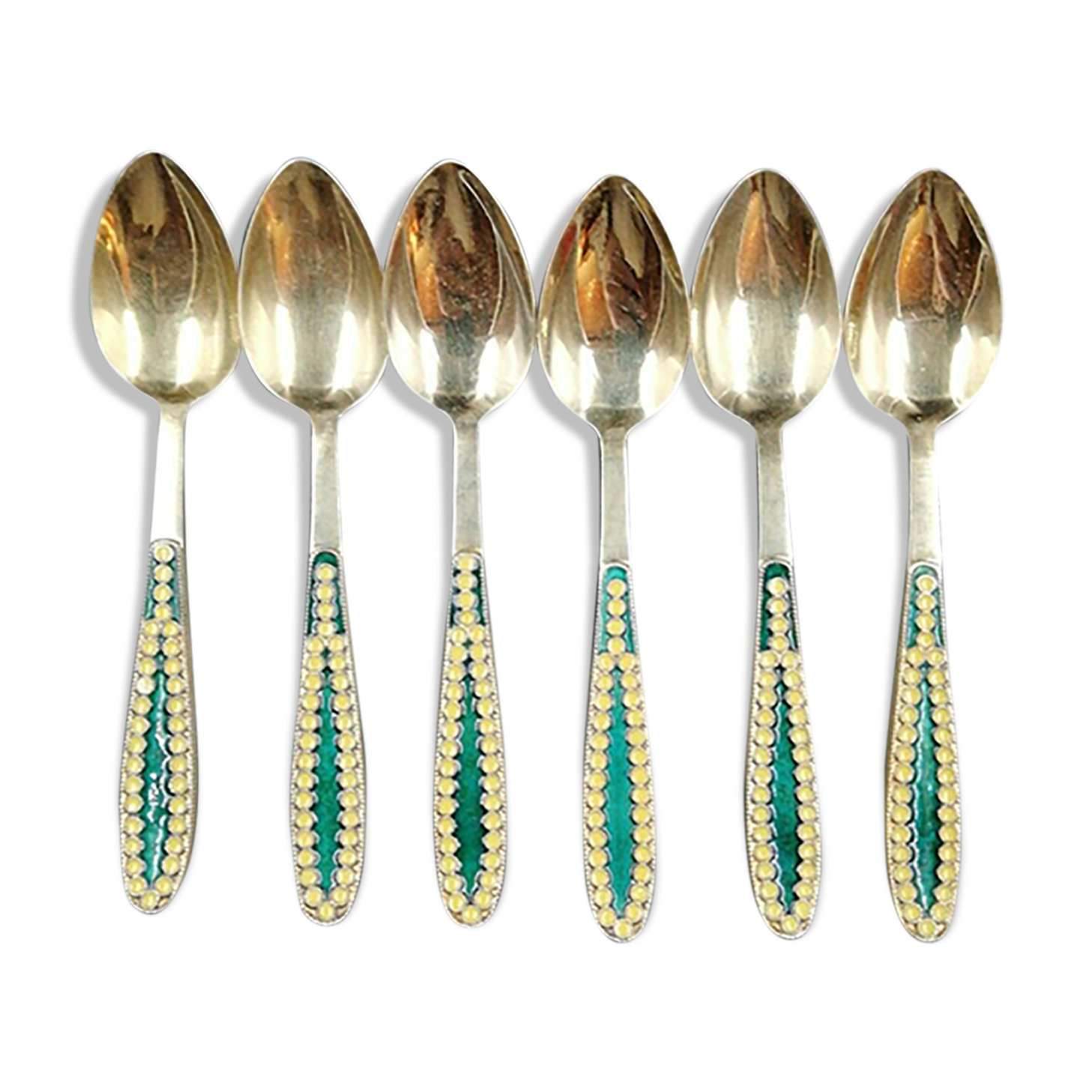 6 Cuillères à Dessert Ercuis Modèle À La Russe - Argenterie Poinçonnée - Occasion