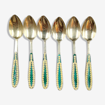 Lot of 6 russian solid silver spoons enamelled