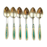 Lot de 6 cuillères en argent massif russe émaillées
