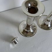 2 porte-bougies en argent vintage élégant de style mid-century moderne