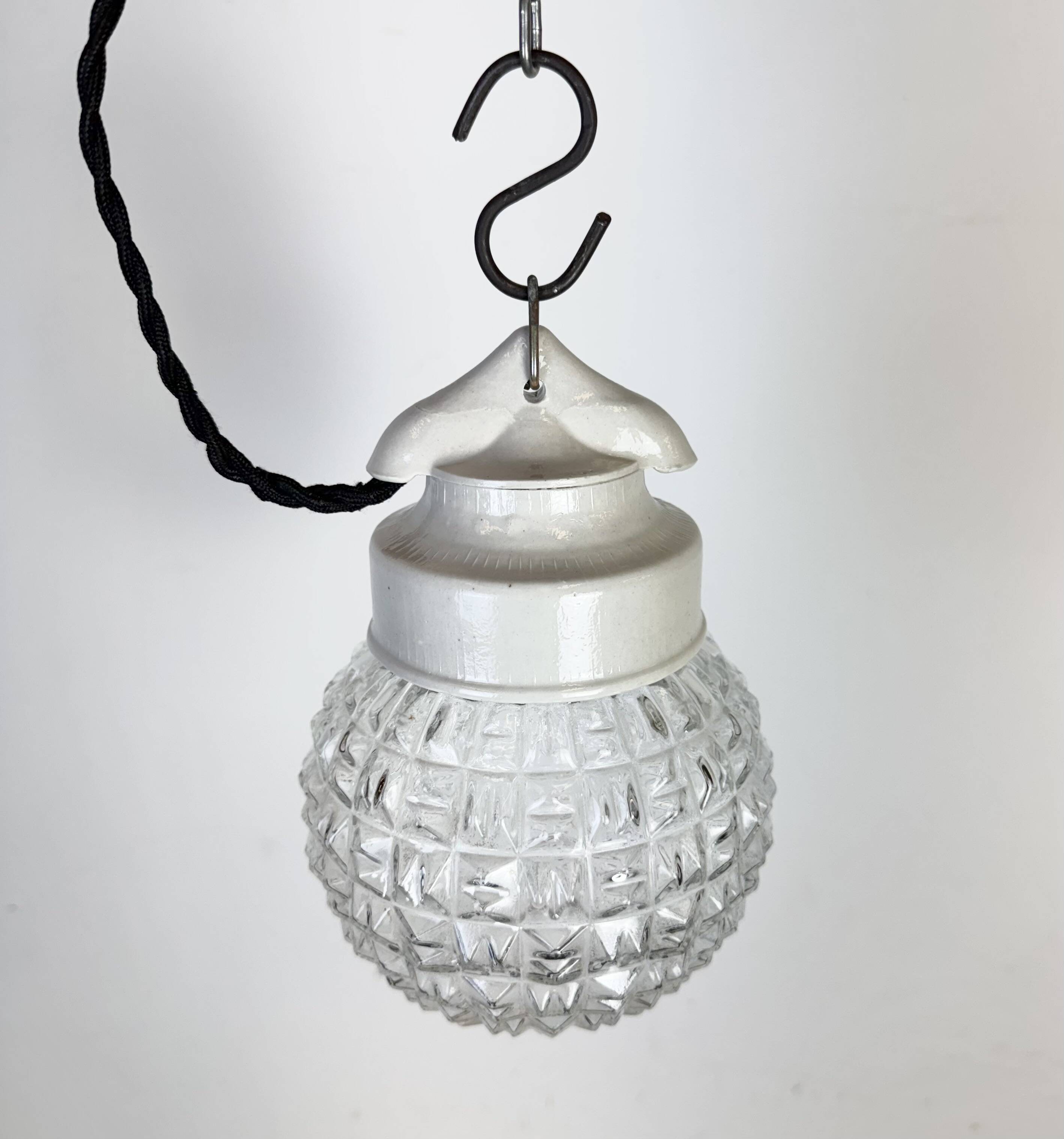 Vintage White Porcelain Pendant Light, 1970s