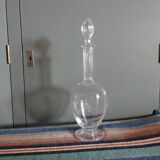 Antique carved crystal decanter - flat ribbed neck - early 20th