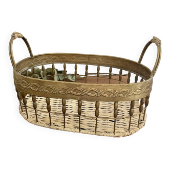 Corbeille panier métal doré vintage