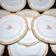 Paris porcelain set of 12 plates, dish and sauce boat, antique tableware with monogram BA.