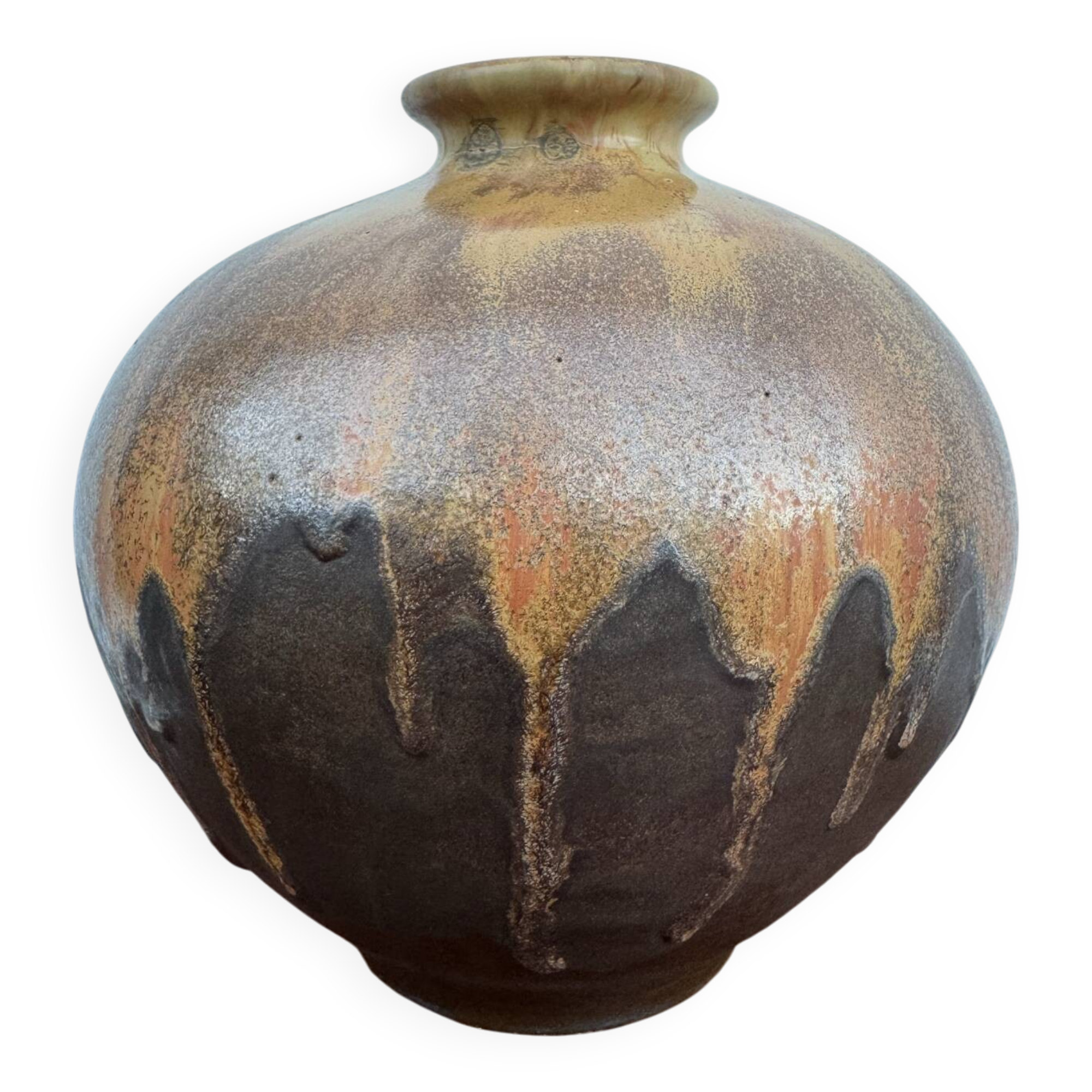 Large flared stoneware vase Art Deco