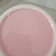 Set of pink and gold ceramic bathroom accessories