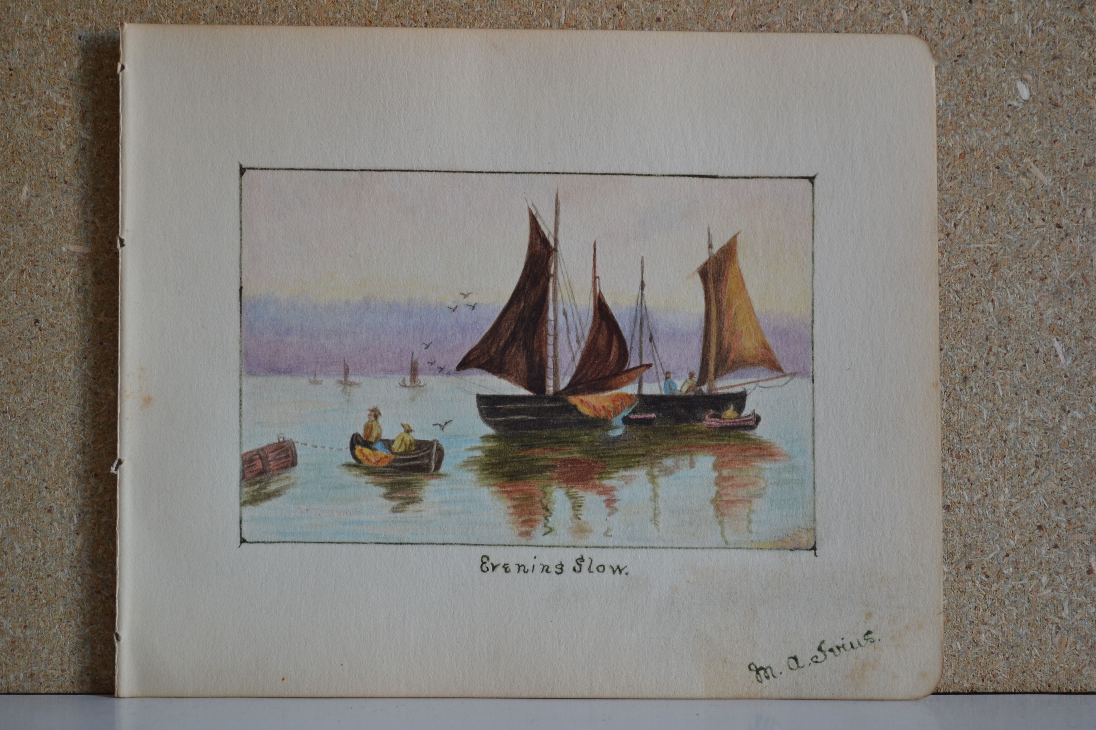 Pencil drawing circa 1910 evening glow