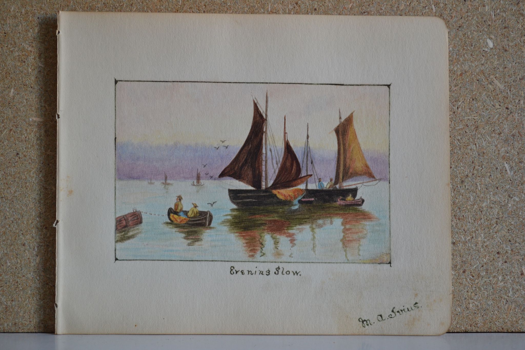 Pencil drawing circa 1910 evening glow