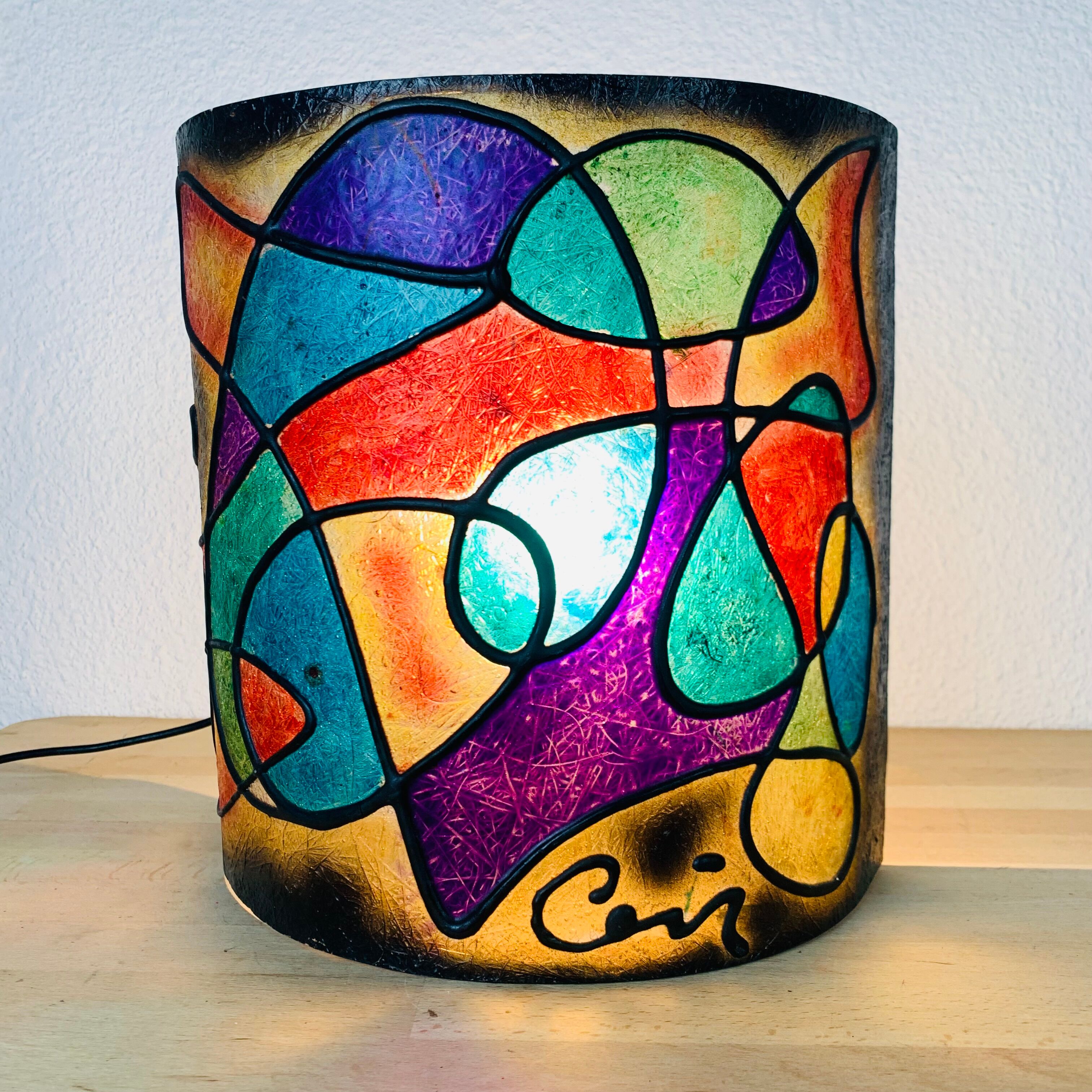 70s psychedelic colored fiberglass wall lamp