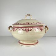 Ironstone soup tureen Creil & Montereau, "Admiral" model, red, 19th century.