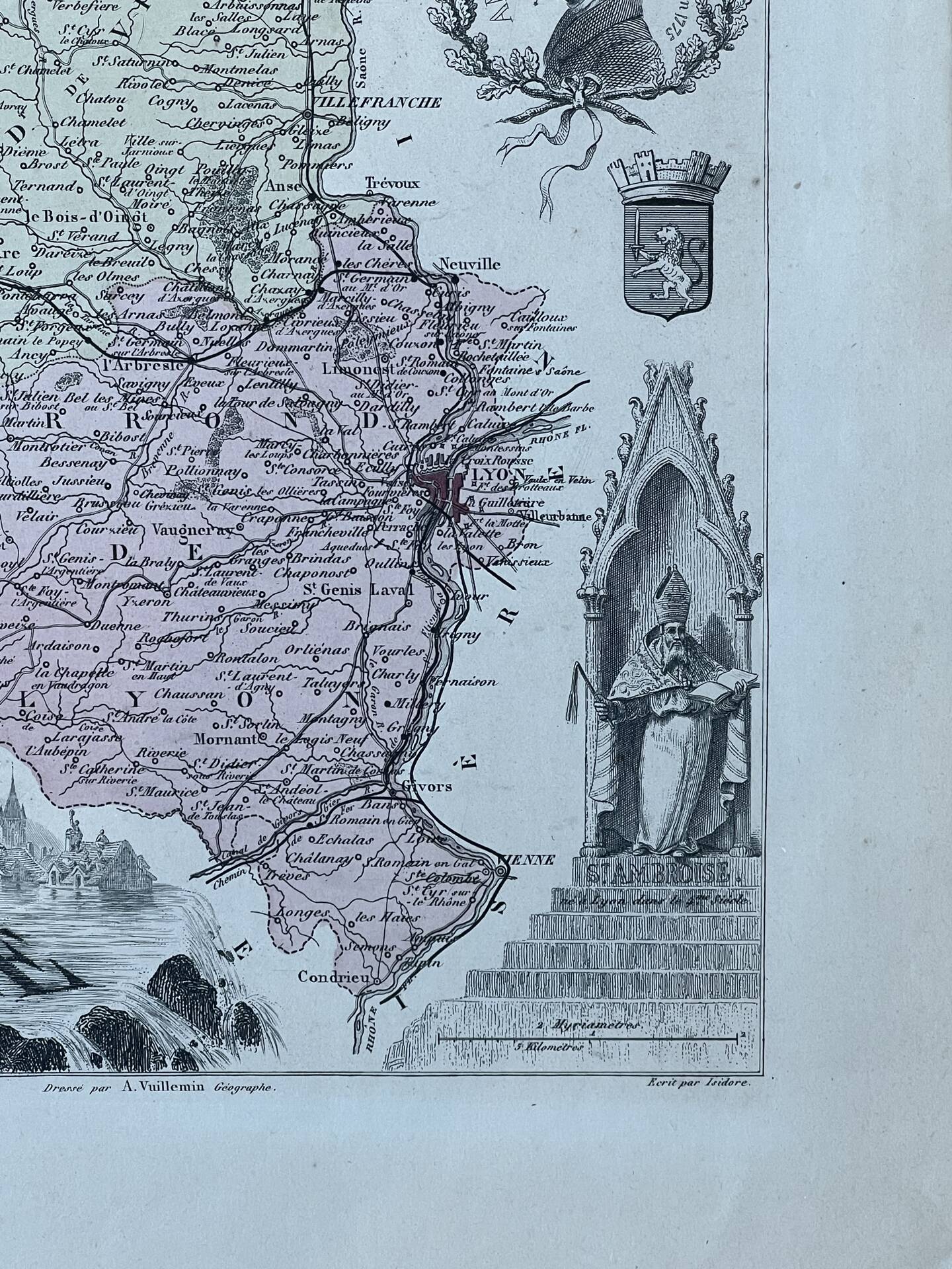 Map of the Rhône - Lyon, Ampère, Jacquart, 23x27cm