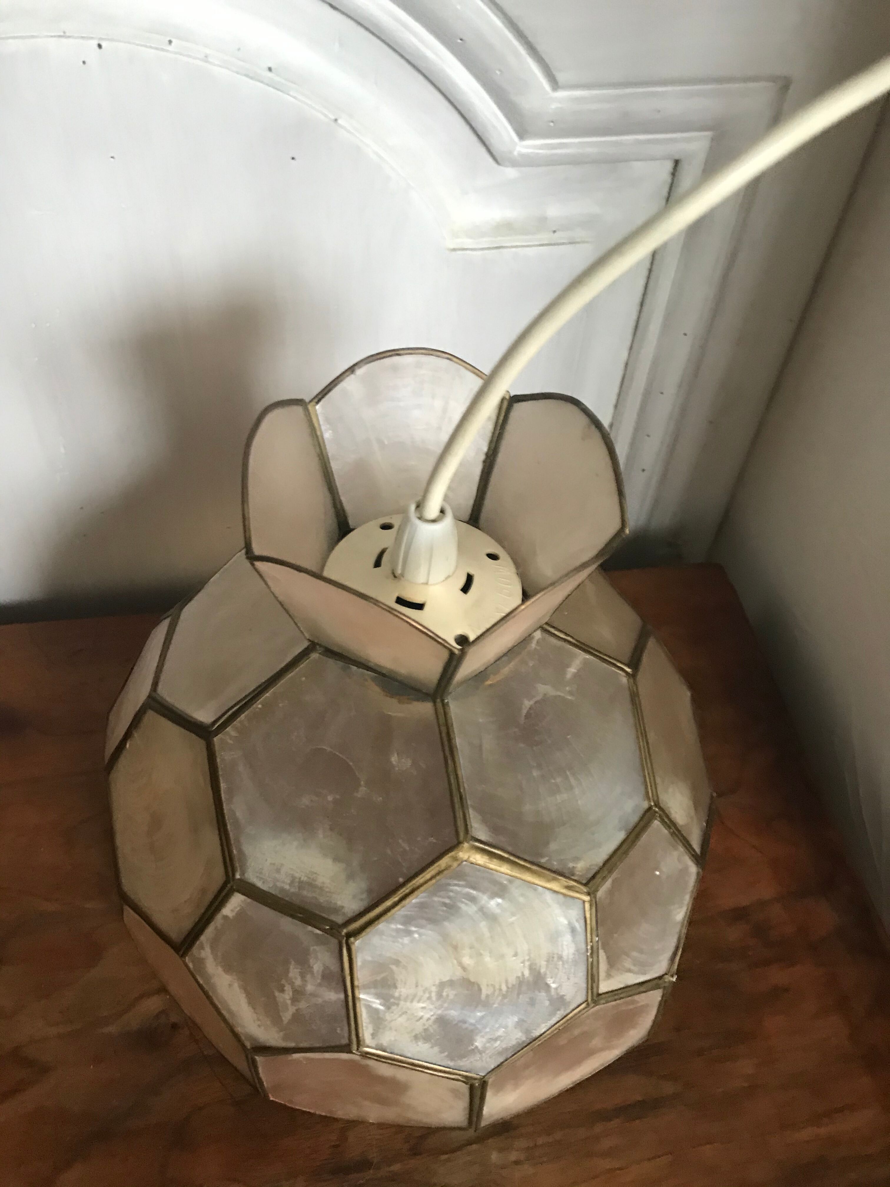 Mother-of-pearl and brass plafonnier