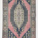 Pink & Navy Blue Persian Rug, 123x234Cm