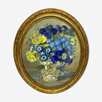 Tableau ancien, nature morte aux fleurs signée Georges Ritleng (1875-1972)
