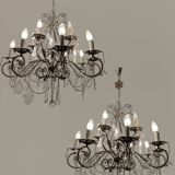 Large Macaroni Crystal Beaded Chandeliers Set of 2