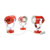 1970s Stanislav Indra Set of Three Red Wall/Table Lamps, Czechoslovakia