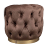 Boho round buttoned chocolate brown pouffe with brass
