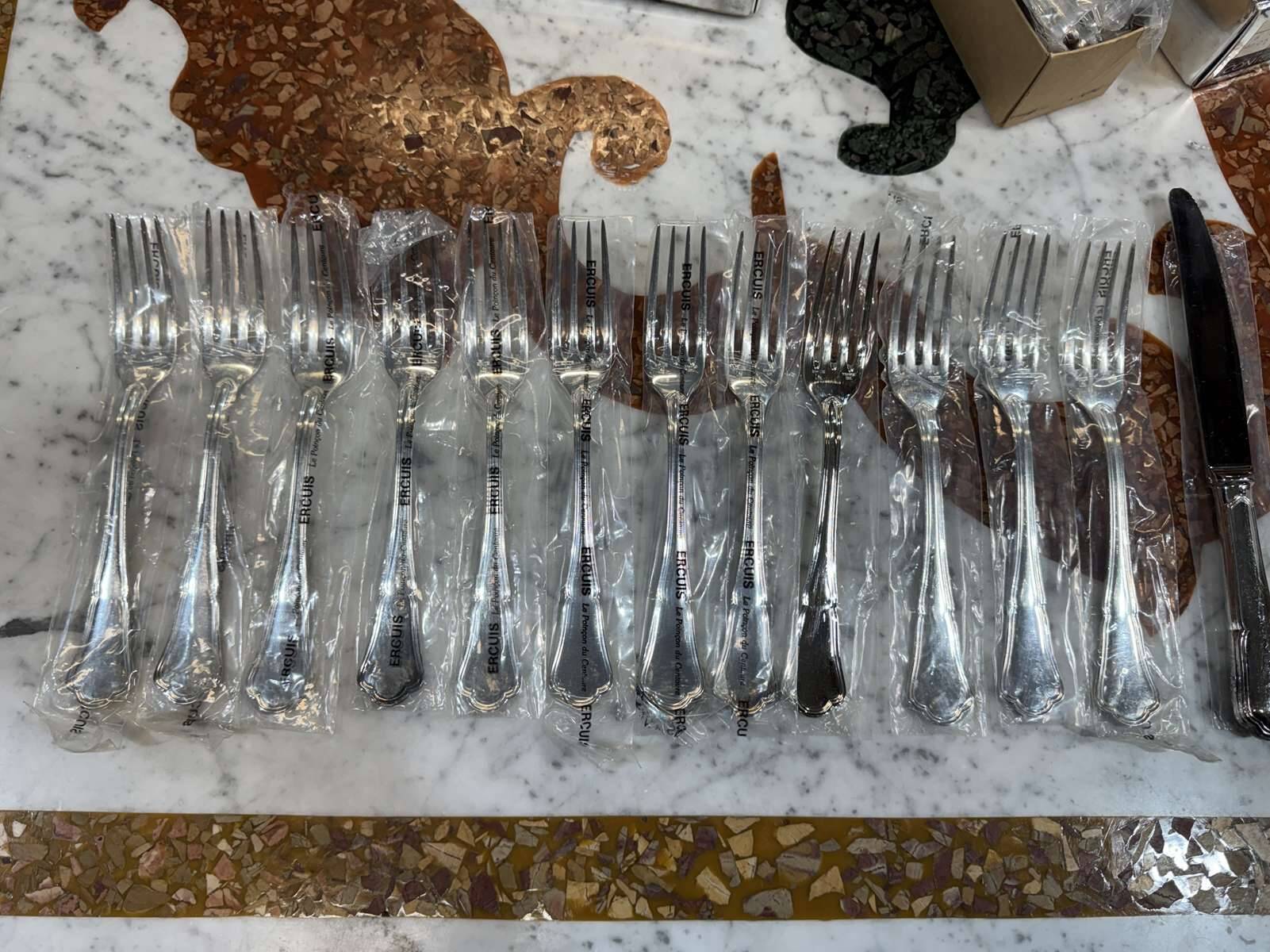 Série de 12 fourchettes et 12 couteaux ERCUIS modèle Contours