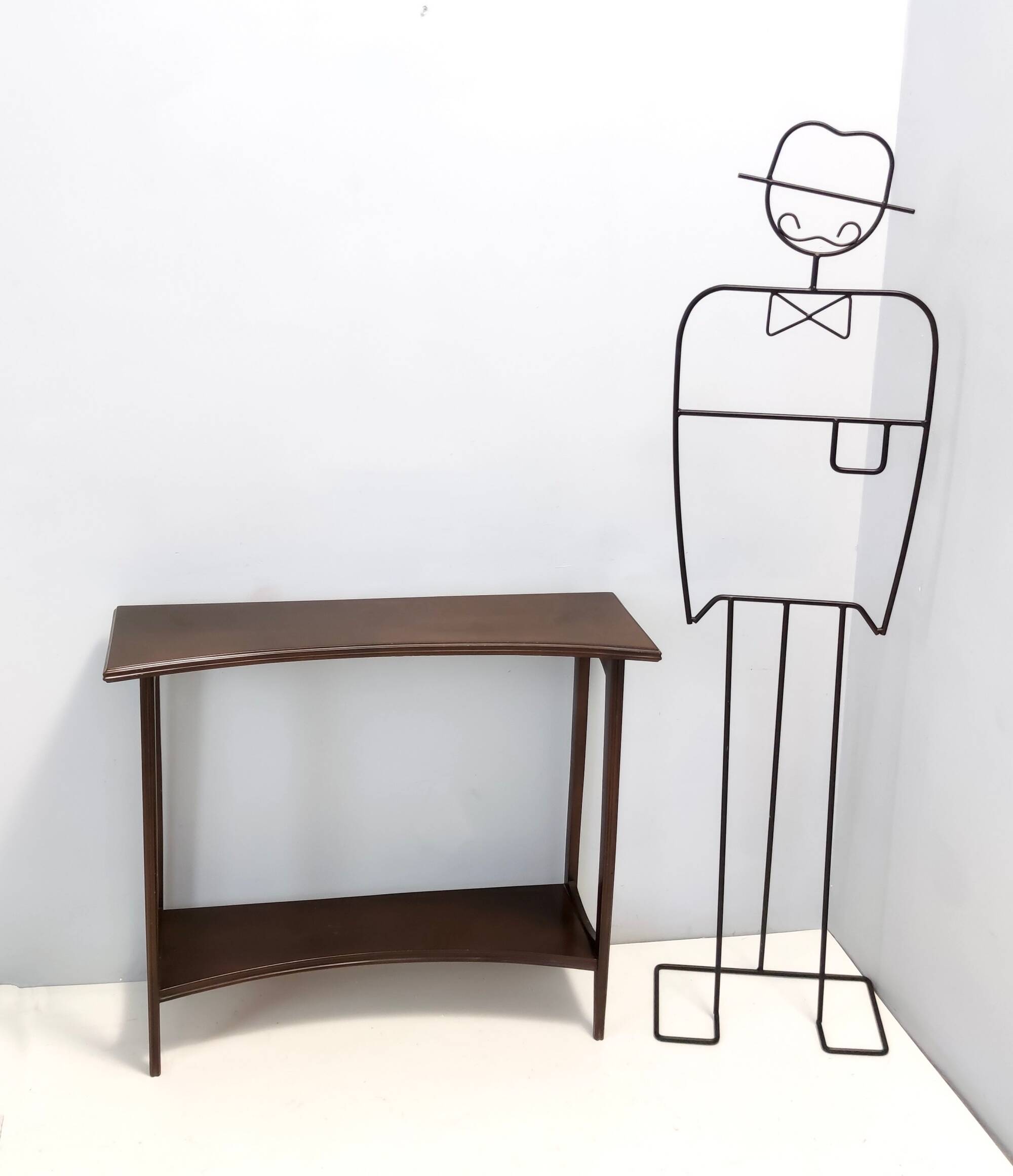 Postmodern Ebonized Beech Console Table with a Lower Shelf, Italy