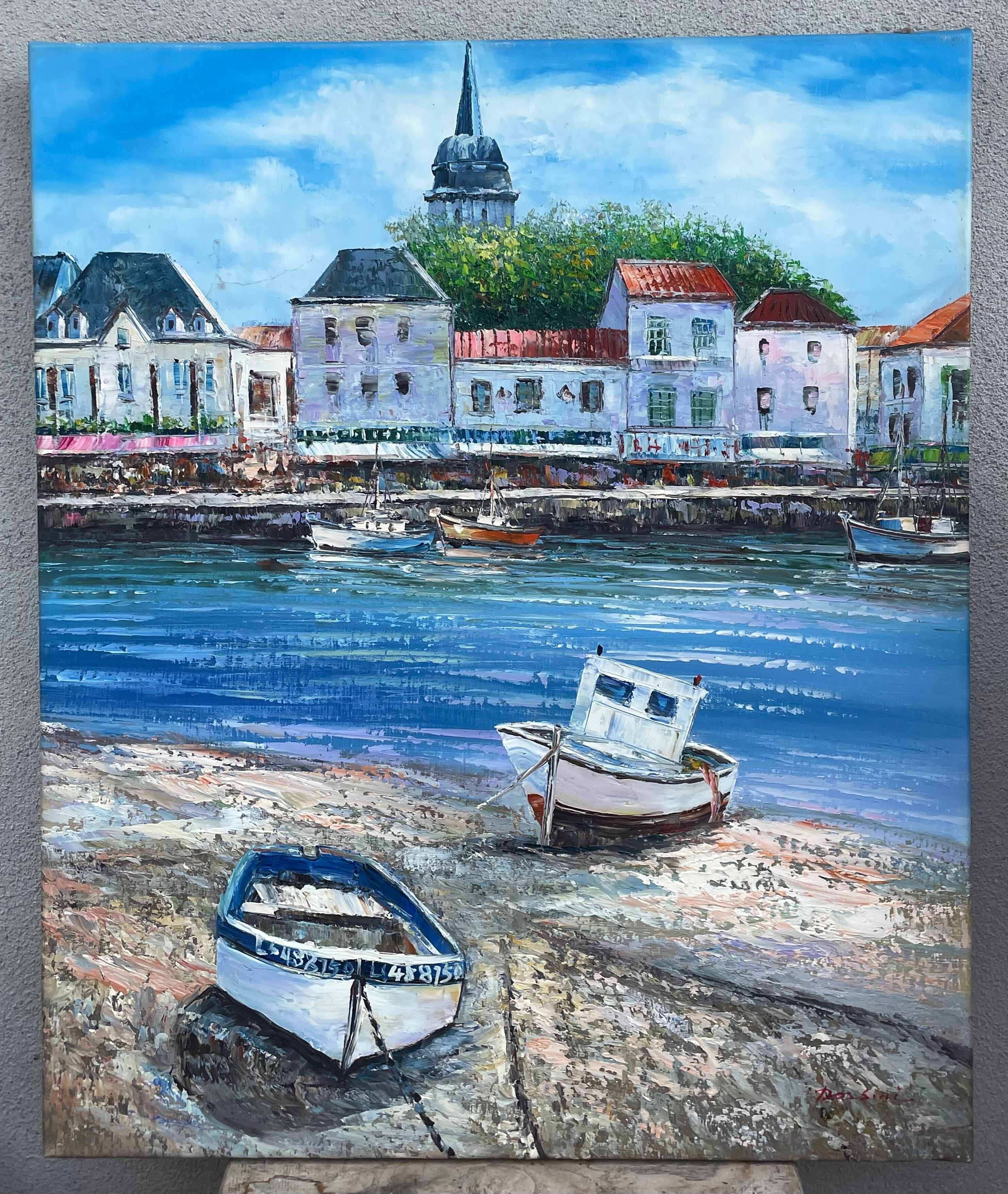 Marine, oil on canvas "les sables d'Olonne" signed Rossini