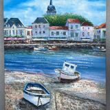 Marine, oil on canvas "les sables d'Olonne" signed Rossini