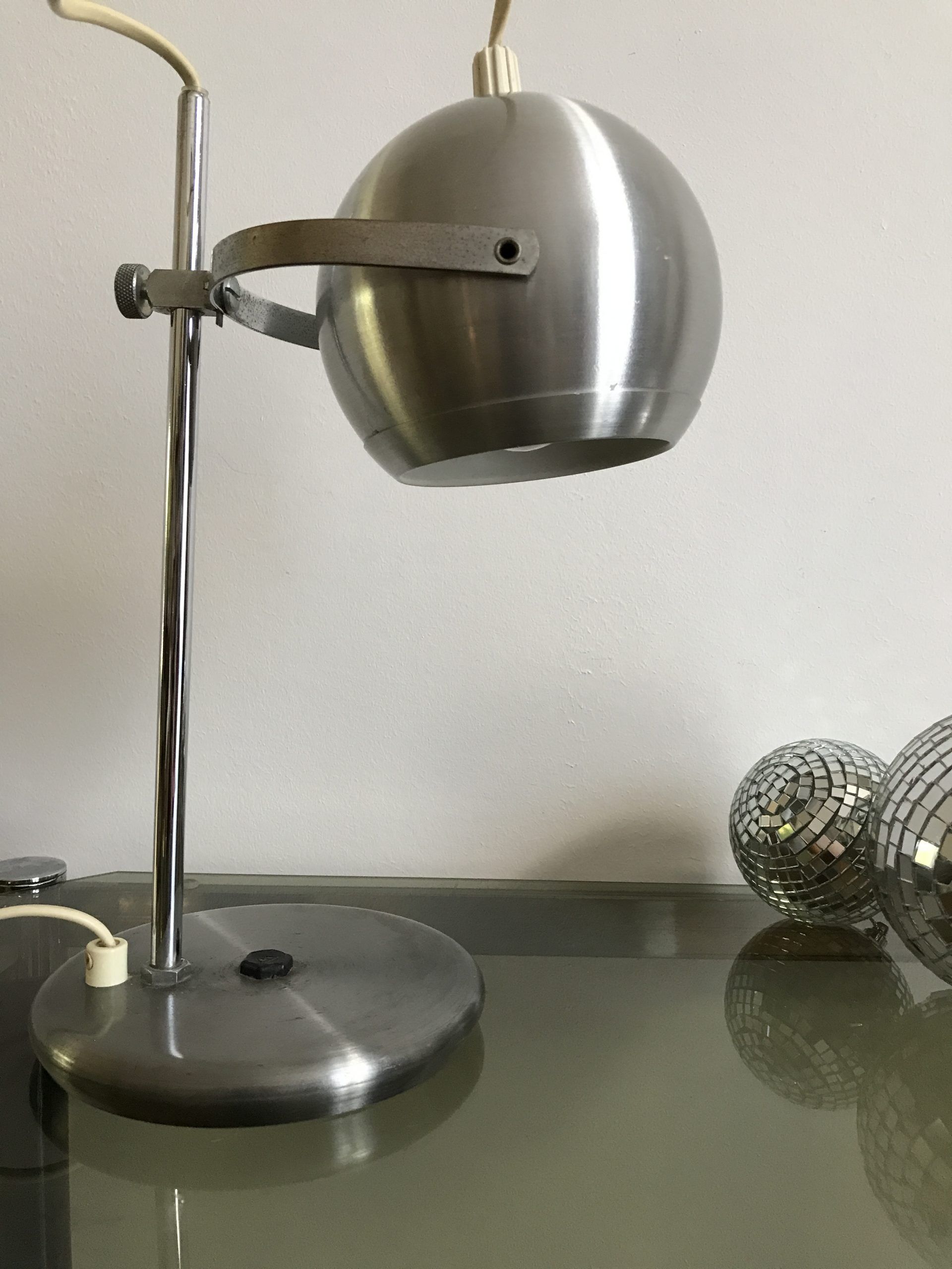 Vintage brushed metal eye ball desk lamp