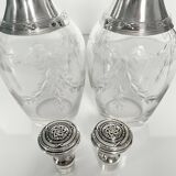 Pair of crystal and silver decanters - early 20th century
